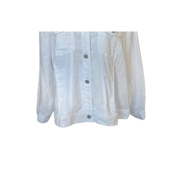 Jones & Co Womens 100% Linen White Button Down Top Size 1X Ivory Coastal Preppy - Picture 3 of 6